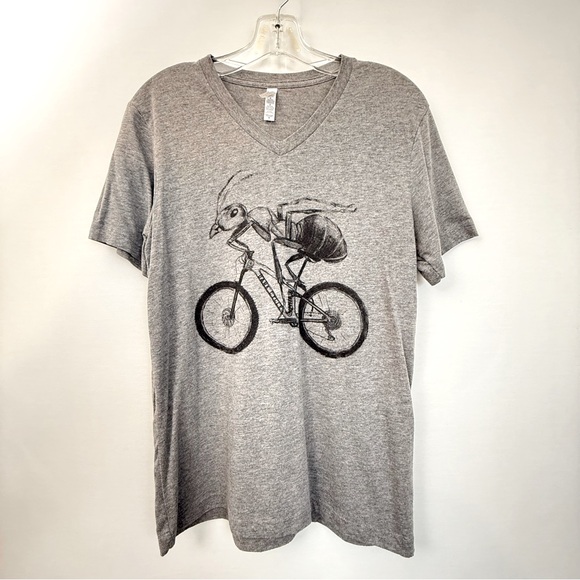 Canvas Gray Ant on Bicycle T Shirt - Picture 1 of 16